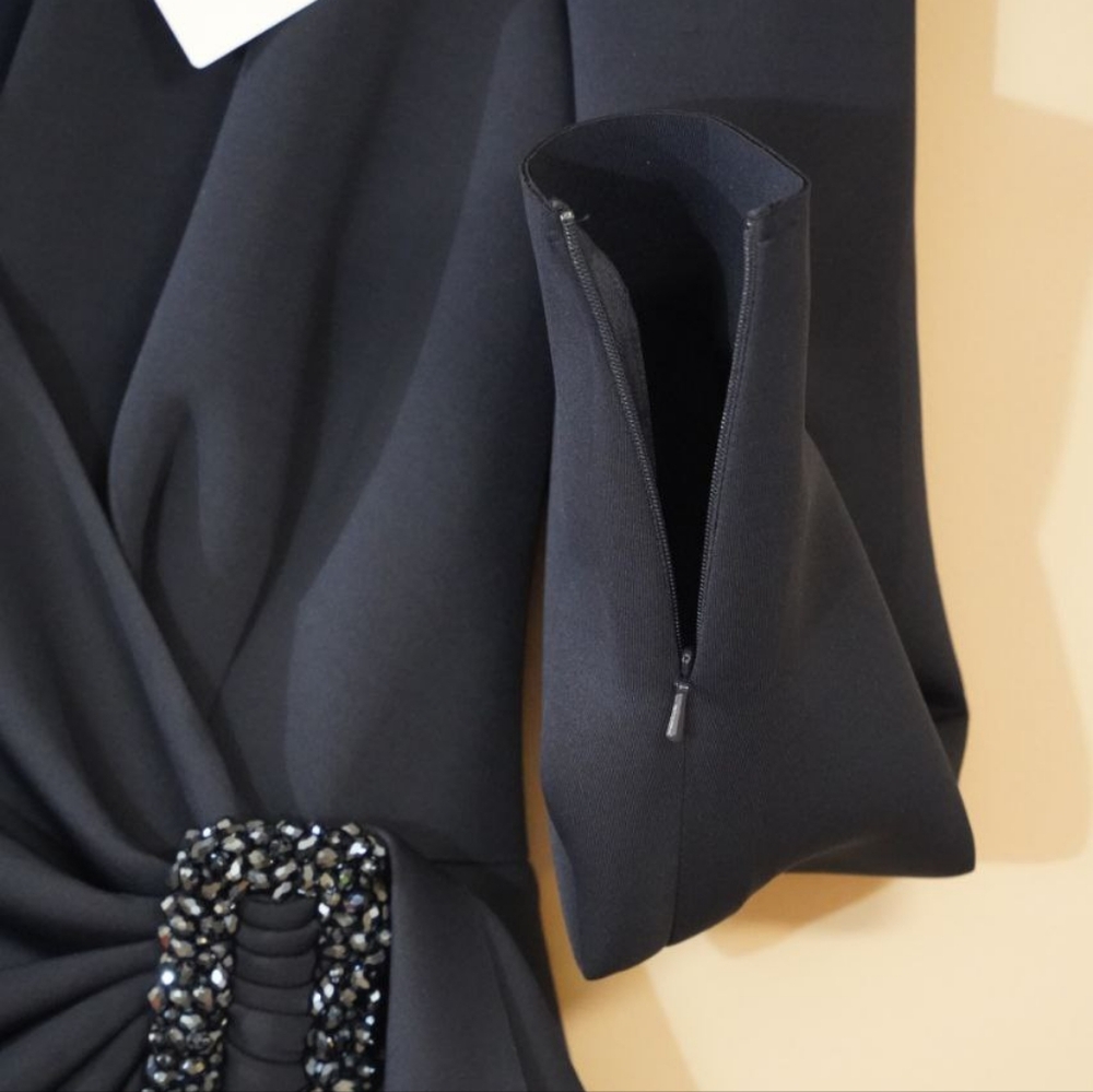 Modest Badgley Mischka Midnight Long Sleeve Gown - Picture 3 of 5